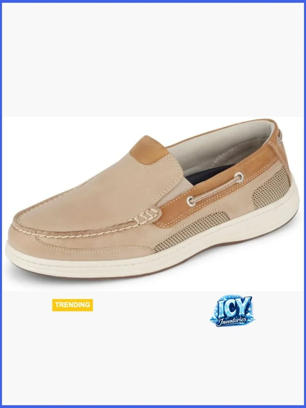 Men's Leather Boat Shoe with Cushioned Insole - Pull-On Style
